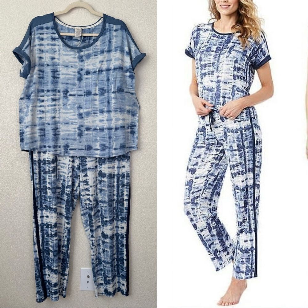 Lucky Brand Tie Dye Short Sleeves Very Soft Pajama Set, Sz XXL